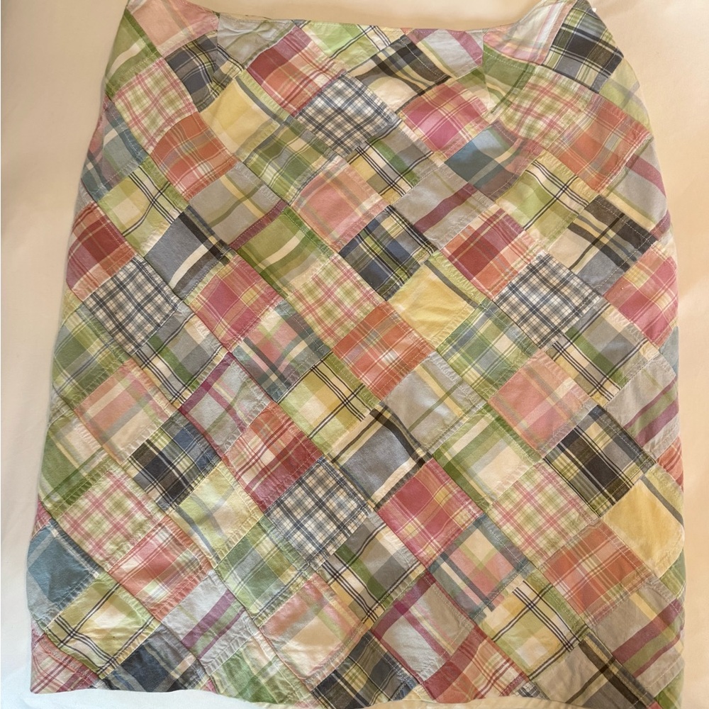 Vintage Brooks Brothers Multicolor Patchwork Madras Skirt